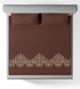 Brown Embroidered 210 TC Cotton King Sized Bedsheet with 2 Pillow Covers