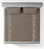 Brown Embroidered 210 TC Cotton King Sized Bedsheet with 2 Pillow Covers