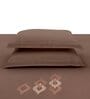 Brown Embroidered 210 TC Cotton King Sized Bedsheet with 2 Pillow Covers