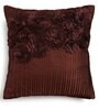 Brown Embroidered Polyester 16X16 Inches Cushion Cover (Set of 2)