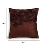Brown Embroidered Polyester 16X16 Inches Cushion Cover (Set of 2)