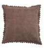 Brown Plain Solid Velvet 16 x 16 Inch Embroidered Cushion Covers (Set of 5)