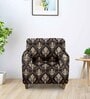 Brown Ethnic motif Polyester 1 Seater Elastic Stretchable Sofa Cover