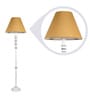Classic Brown Fabric Shade Club Floor Lamp With Wood Base