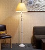 Classic Brown Fabric Shade Club Floor Lamp With Wood Base