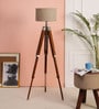 Brown Fabric Shade Tripod Floor Lamp with Brown Base