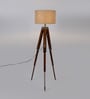 Brown Fabric Shade Tripod Floor Lamp with Brown Base