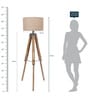 Colstrip Brown Fabric Shade Tripod Floor Lamp With Wood Base
