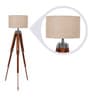 Brown Fabric Shade Tripod Floor Lamp with Brown Base
