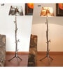 Brown Fabric Shade Novelty Floor Lamp With Metal Base