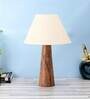 Nelson Brown Fabric Shade Night Lamp With Wood Base