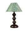 Brown Fabric Shade Table Lamp With Copper Base