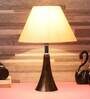 Brown Fabric Shade Table Lamp With Copper Base