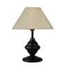 Brown Fabric Shade Table Lamp With Copper Base