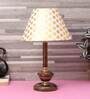Brown Fabric Shade Table Lamp With Copper Base