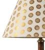 Brown Fabric Shade Table Lamp With Copper Base