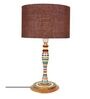 Bling Brown Fabric Shade Night Lamp With Wood Base