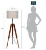 Brown Fabric Shade Tripod Floor Lamp with Beige Base