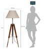 Brown Fabric Shade Tripod Floor Lamp With Beige Base