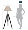 Brown Fabric Shade Tripod Floor Lamp With Black Base