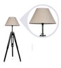 Brown Fabric Shade Tripod Floor Lamp With Black Base