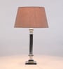 Brown Fabric Shade Table Lamp with Silver Base
