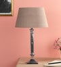 Brown Fabric Shade Table Lamp with Silver Base