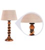 Brown Fabric Shade Table Lamp with Brown Base