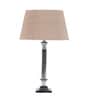 Brown Fabric Shade Table Lamp with Silver Base