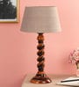 Brown Fabric Shade Table Lamp with Brown Base