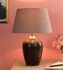 Humphry Brown Fabric Shade Night Lamp With Teracotta Base
