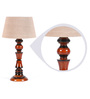 Brown Fabric Shade Table Lamp with Brown Base