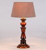Brown Fabric Shade Table Lamp with Brown Base