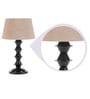 Brown Fabric Shade Table Lamp with Black Base