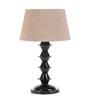 Brown Fabric Shade Table Lamp with Black Base