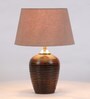 Humphry Brown Fabric Shade Night Lamp With Teracotta Base