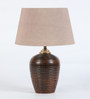 Humphry Brown Fabric Shade Night Lamp With Teracotta Base