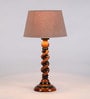 Brown Fabric Shade Table Lamp with Brown Base