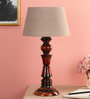 Brown Fabric Shade Table Lamp with Brown Base
