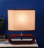 Brown Fabric Shade Table Lamp with Brown Base