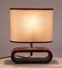 Brown Fabric Shade Table Lamp with Brown Base