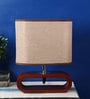 Brown Fabric Shade Table Lamp with Brown Base