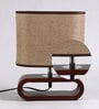 Brown Fabric Shade Table Lamp with Brown Base