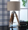 Brown Fabric Shade Tripod Table Lamp with Brown Base