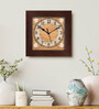 Flower Brown Fiber Square Wall Clock
