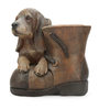 Brown Fibreclay Puppy On Shoe Tatva Vase