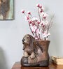 Brown Fibreclay Puppy On Shoe Tatva Vase