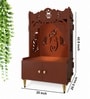 Brown Finish Beautiful Design of Shri Ganesh Floor Temple with Spacious Wooden Shelf & Inbuilt Focus Light