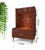 Brown Finish Ek-onkar Holy Symbol Floor Temple with Spacious Wooden Shelf & Inbuilt Focus Light
