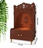 Brown Finish Holy Symbol Om Chakra Floor Temple with Spacious Wooden Shelf & Inbuilt Focus Light